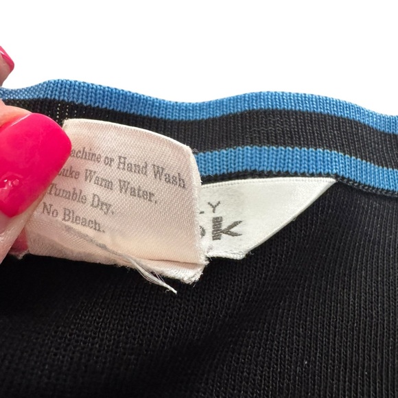 Misook Exclusively 2-Piece Knit Set Black Blue Trim Cardigan & Tank Top XL B459 - Picture 7 of 12